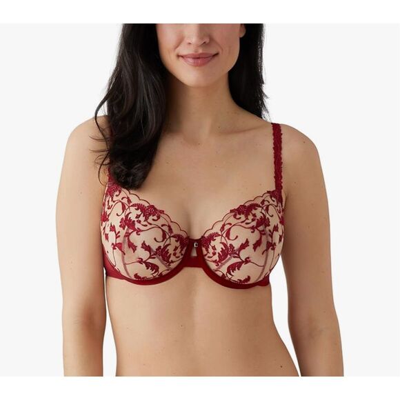 Wacoal NWT Dramatic Interlude Embroidered Bra Underwire in Deep Red 32D